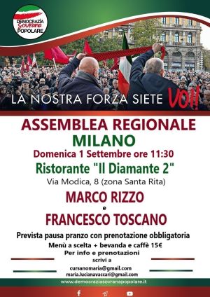 Assemblea Regionale Lombardia di Democrazia Sovrana Popolare   - milano 01 settembre 2024